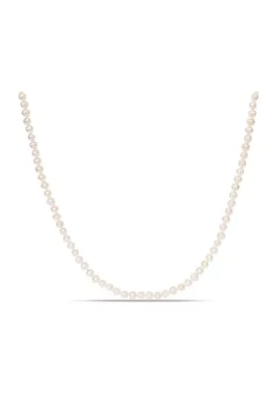 5-6MM Freshwater Cultured Pearl 24" Strand Necklace with Sterling Silver Clasp