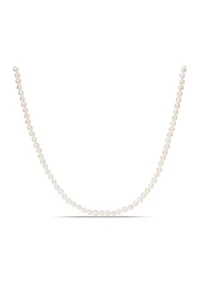 5-6MM Freshwater Cultured Pearl 24" Strand Necklace with Sterling Silver Clasp