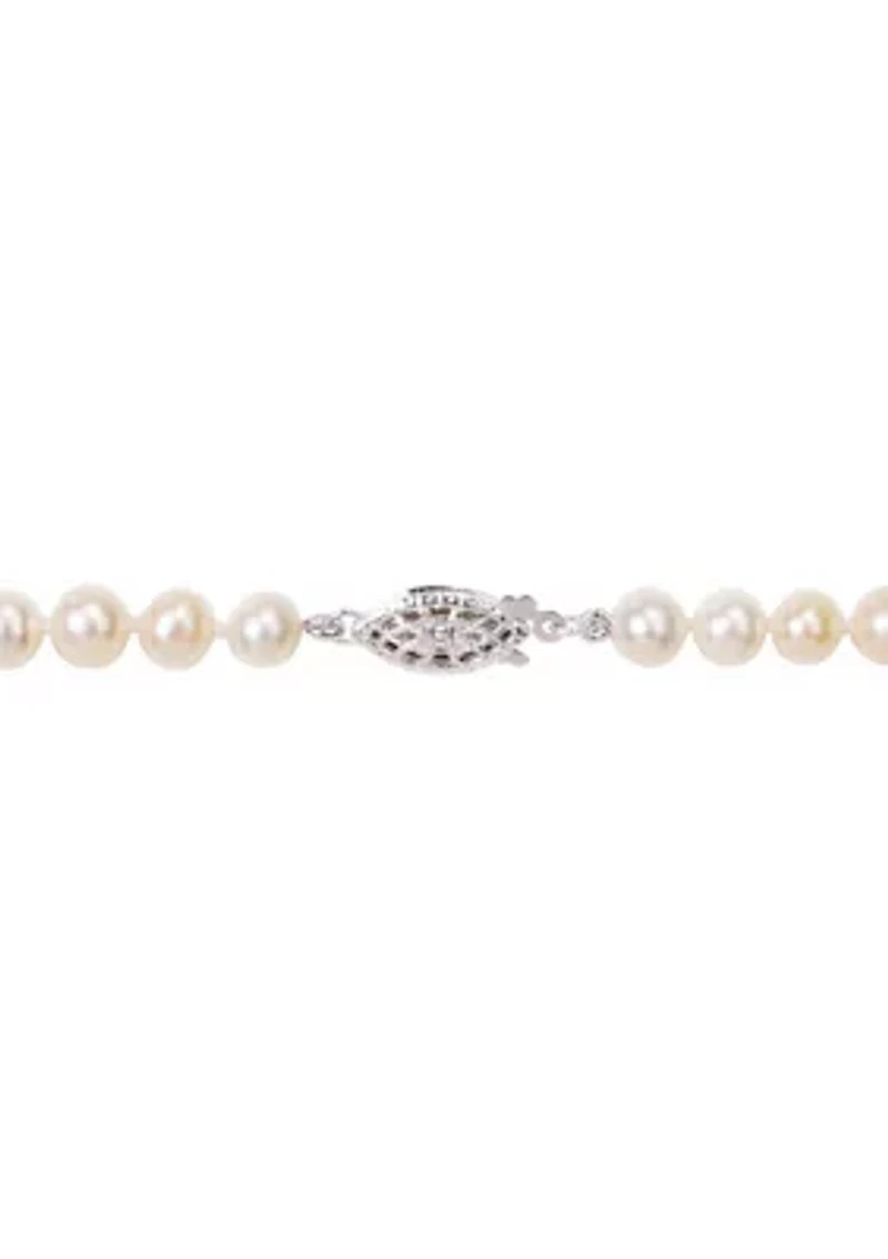 5-6MM Freshwater Cultured Pearl 24" Strand Necklace with Sterling Silver Clasp