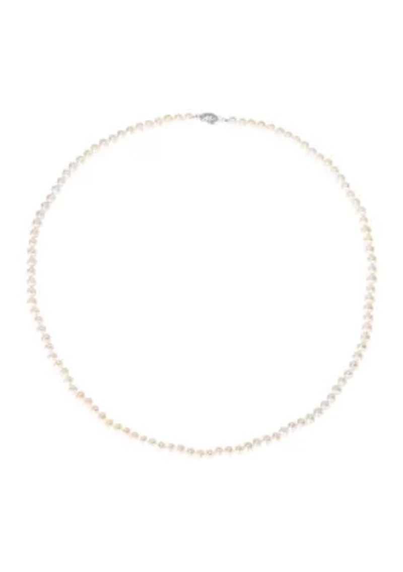 5-6MM Freshwater Cultured Pearl 24" Strand Necklace with Sterling Silver Clasp