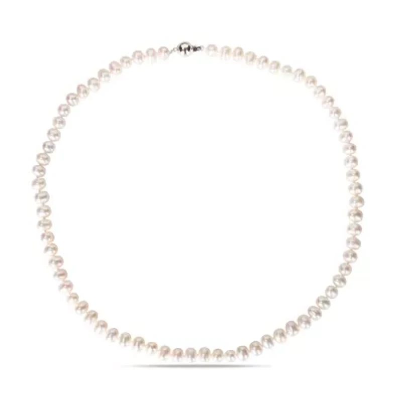 6-7MM Cultured Freshwater Pearl 20" Strand Necklace with Sterling Silver Clasp