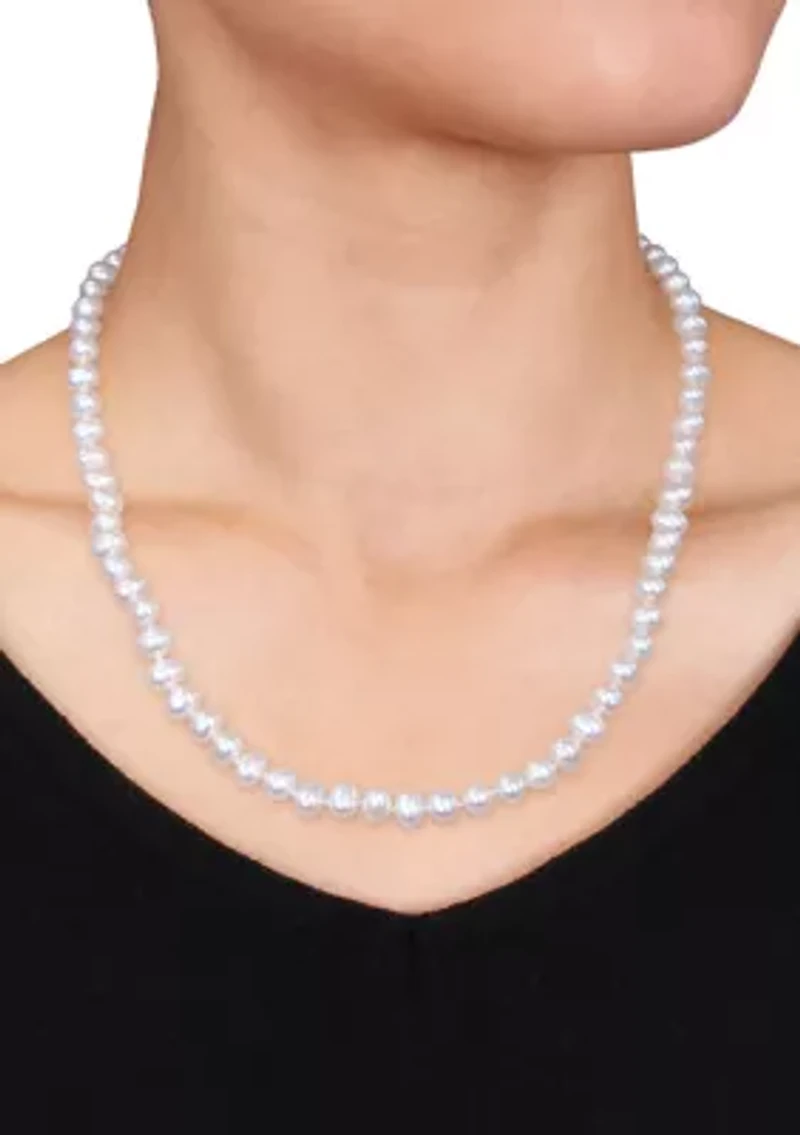 6-7MM Cultured Freshwater Pearl 20" Strand Necklace with Sterling Silver Clasp