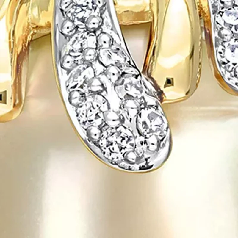 9-10MM South Sea Cultured Pearl and Diamond Accent Necklace in 14k Yellow Gold