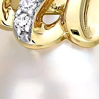 9-10MM South Sea Cultured Pearl and Diamond Accent Swirl Necklace in 14k Yellow Gold