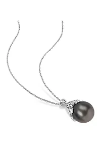 9-10MM Tahitian Cultured Drop Pearl Necklace in 14k White Gold