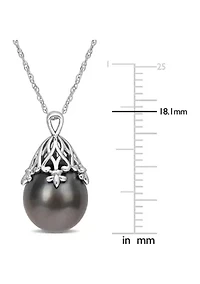 9-10MM Tahitian Cultured Drop Pearl Necklace in 14k White Gold