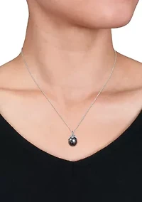 9-10MM Tahitian Cultured Drop Pearl Necklace in 14k White Gold