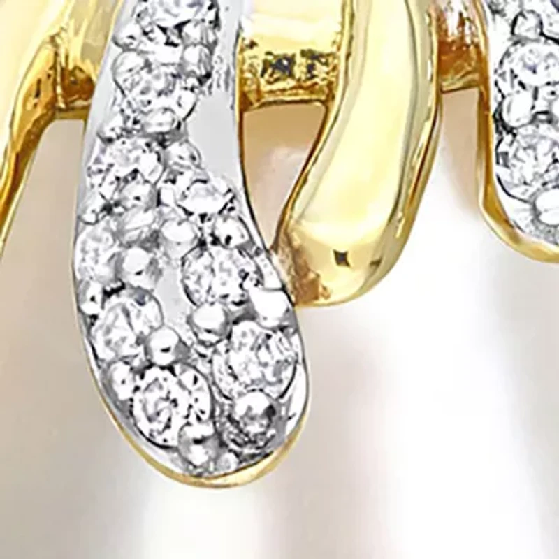 9-10MM South Sea Cultured Pearl and 1/3 CT TW Diamond Drop Earrings in 14k Yellow Gold