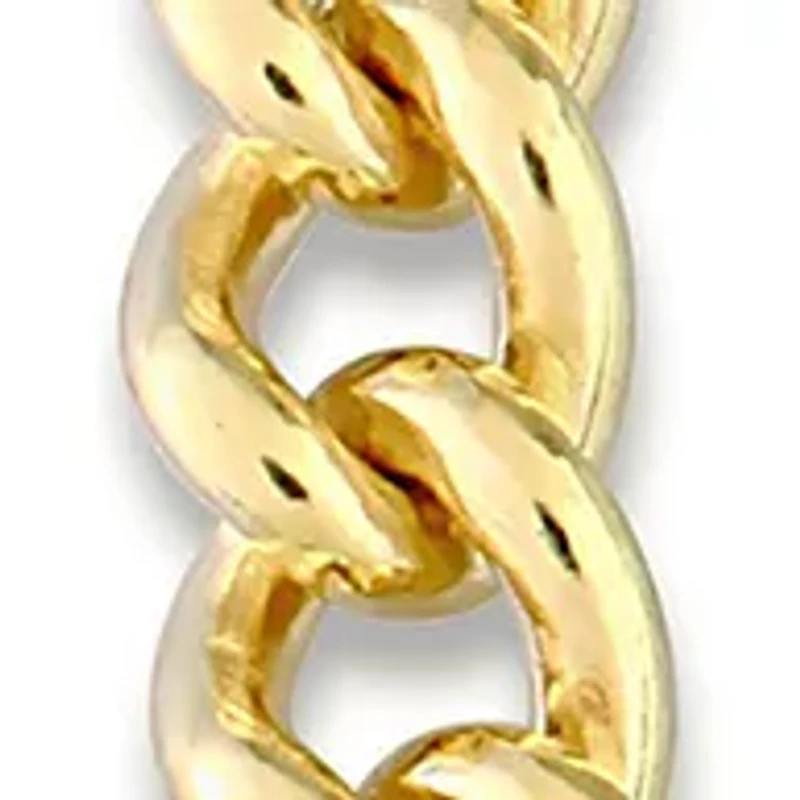 18k Yellow Gold Plated Sterling Silver 6.5mm Curb Link Chain Bracelet, 9"