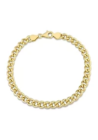 18k Yellow Gold Plated Sterling Silver 6.5mm Curb Link Chain Bracelet, 9"