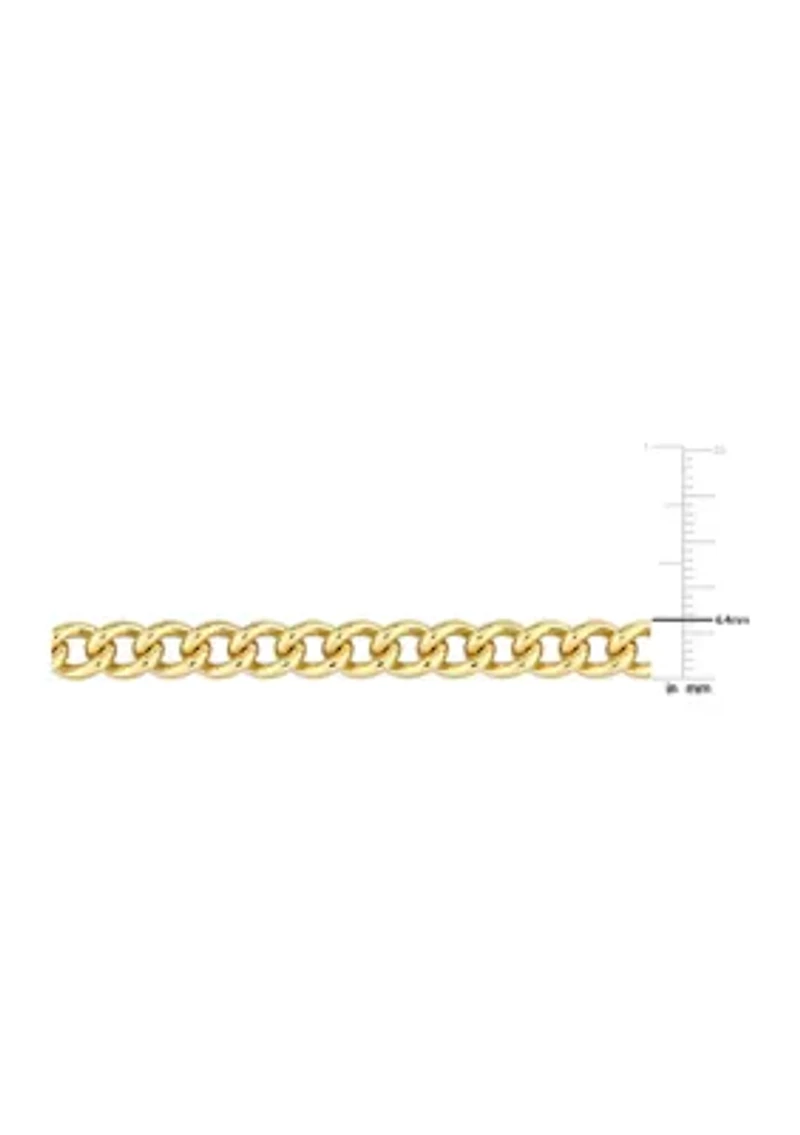 18k Yellow Gold Plated Sterling Silver 6.5mm Curb Link Chain Bracelet, 9"