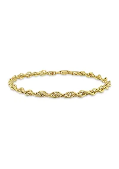 18k Yellow Gold Plated Sterling Silver 3.7mm Singapore Chain Bracelet, 7.5"