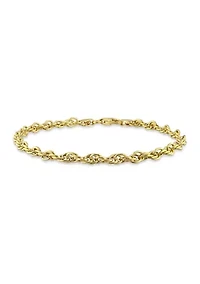 18k Yellow Gold Plated Sterling Silver 3.7mm Singapore Chain Bracelet, 7.5"