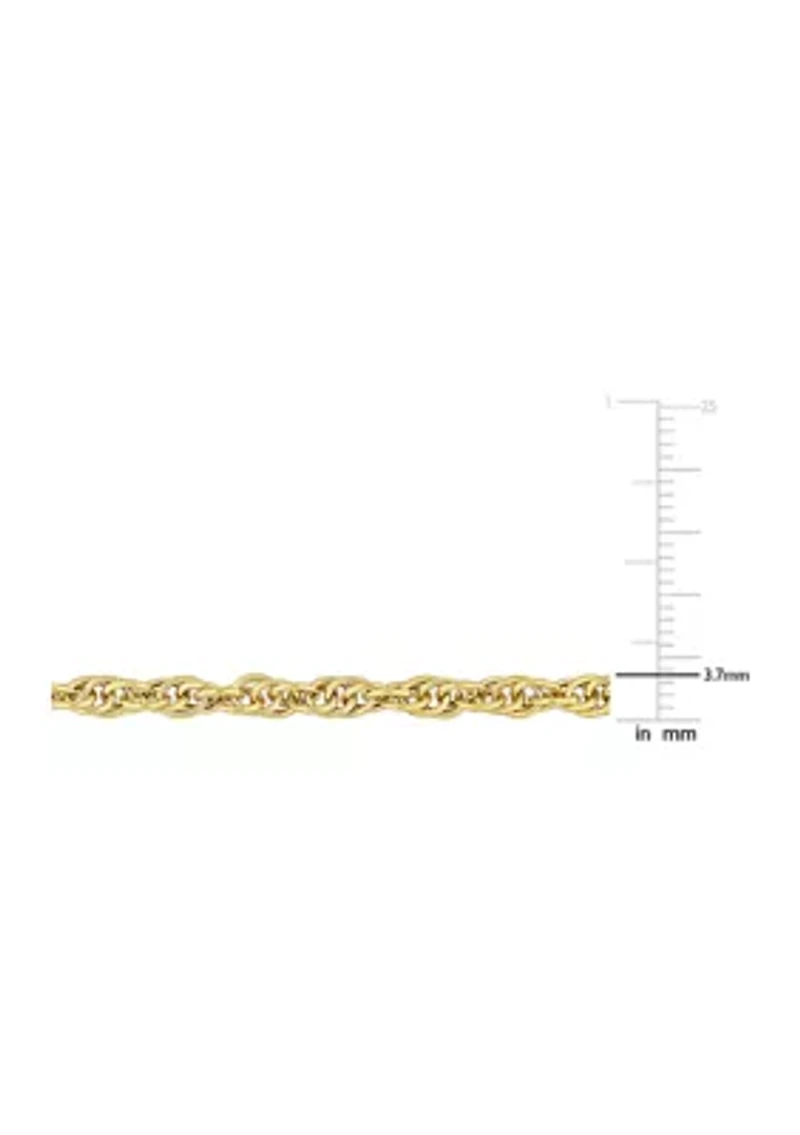 18k Yellow Gold Plated Sterling Silver 3.7mm Singapore Chain Bracelet, 7.5"