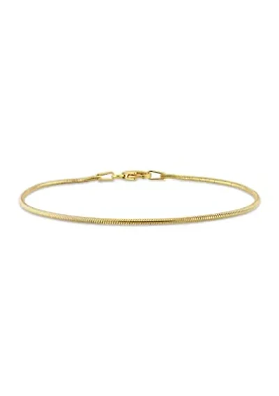 Yellow Plated Sterling Silver Snake Chain Bracelet, 7.5"