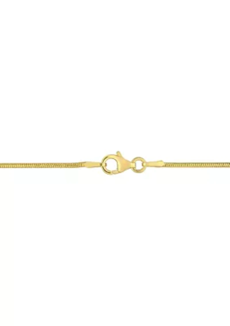 Yellow Plated Sterling Silver Snake Chain Bracelet, 7.5"