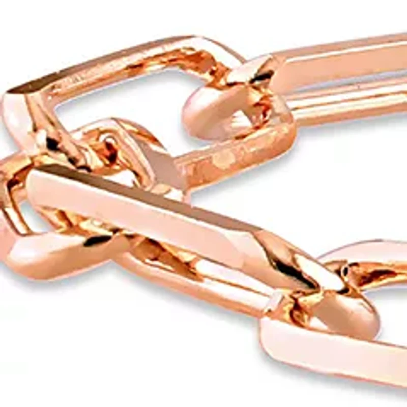 18k Rose Gold Plated Sterling Silver 5mm Paperclip Chain Bracelet, 7.5"
