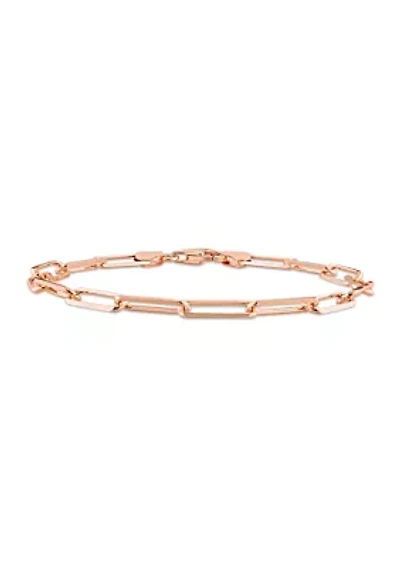 18k Rose Gold Plated Sterling Silver 5mm Paperclip Chain Bracelet, 7.5"