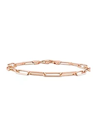 18k Rose Gold Plated Sterling Silver 5mm Paperclip Chain Bracelet, 7.5"