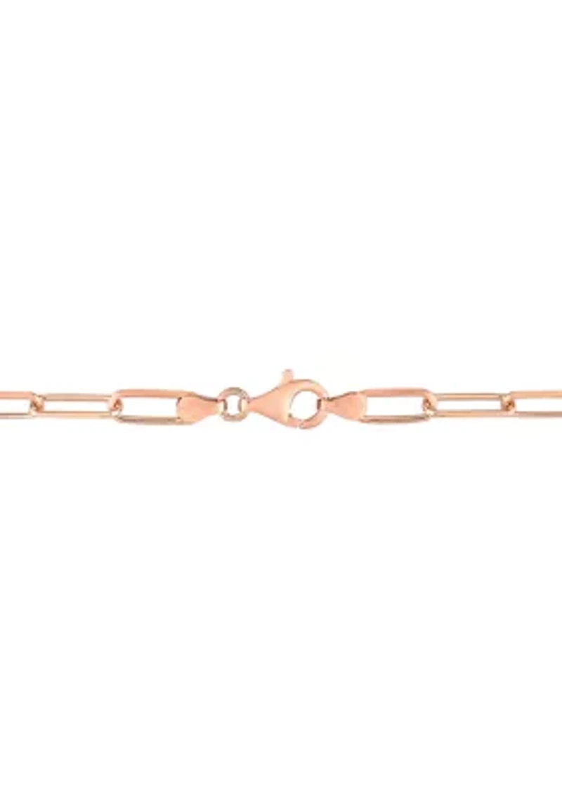 18k Rose Gold Plated Sterling Silver 5mm Paperclip Chain Bracelet, 7.5"