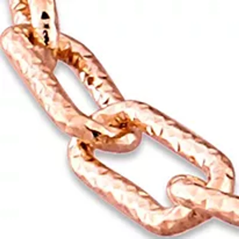 18k Rose Gold Plated Sterling Silver 3.5mm Fancy Paper Clip Chain Bracelet, 7.5"