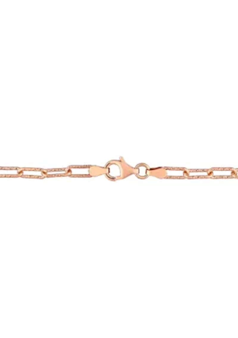 18k Rose Gold Plated Sterling Silver 3.5mm Fancy Paper Clip Chain Bracelet, 7.5"