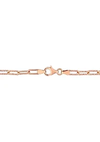 18k Rose Gold Plated Sterling Silver 3.5mm Fancy Paper Clip Chain Bracelet, 7.5"