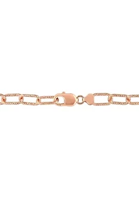 18k Rose Gold Plated Sterling Silver 9mm Fancy Paperclip Chain Bracelet, 7.5"