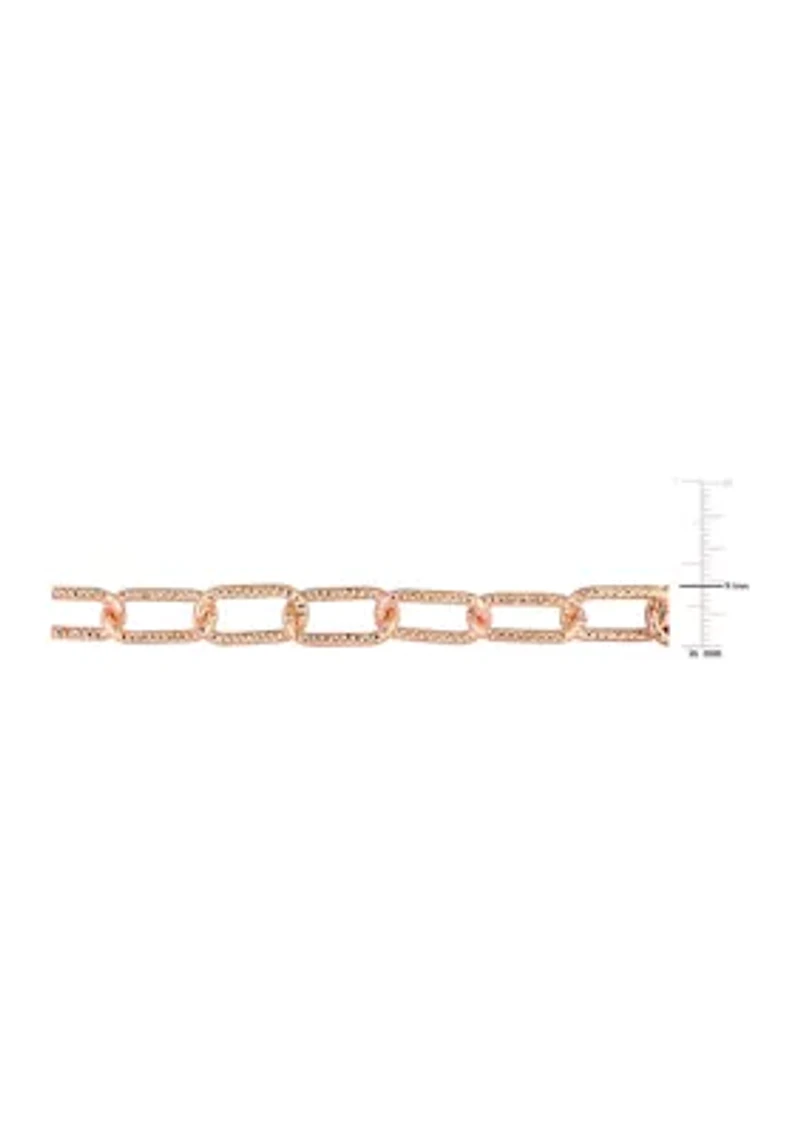 18k Rose Gold Plated Sterling Silver 9mm Fancy Paperclip Chain Bracelet, 7.5"
