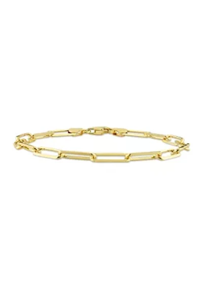 18k Yellow Gold Plated Sterling Silver 5mm Paperclip Chain Bracelet, 7.5"