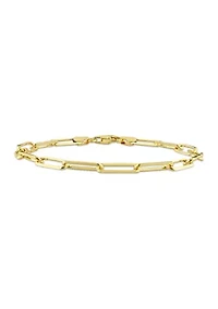 18k Yellow Gold Plated Sterling Silver 5mm Paperclip Chain Bracelet, 7.5"