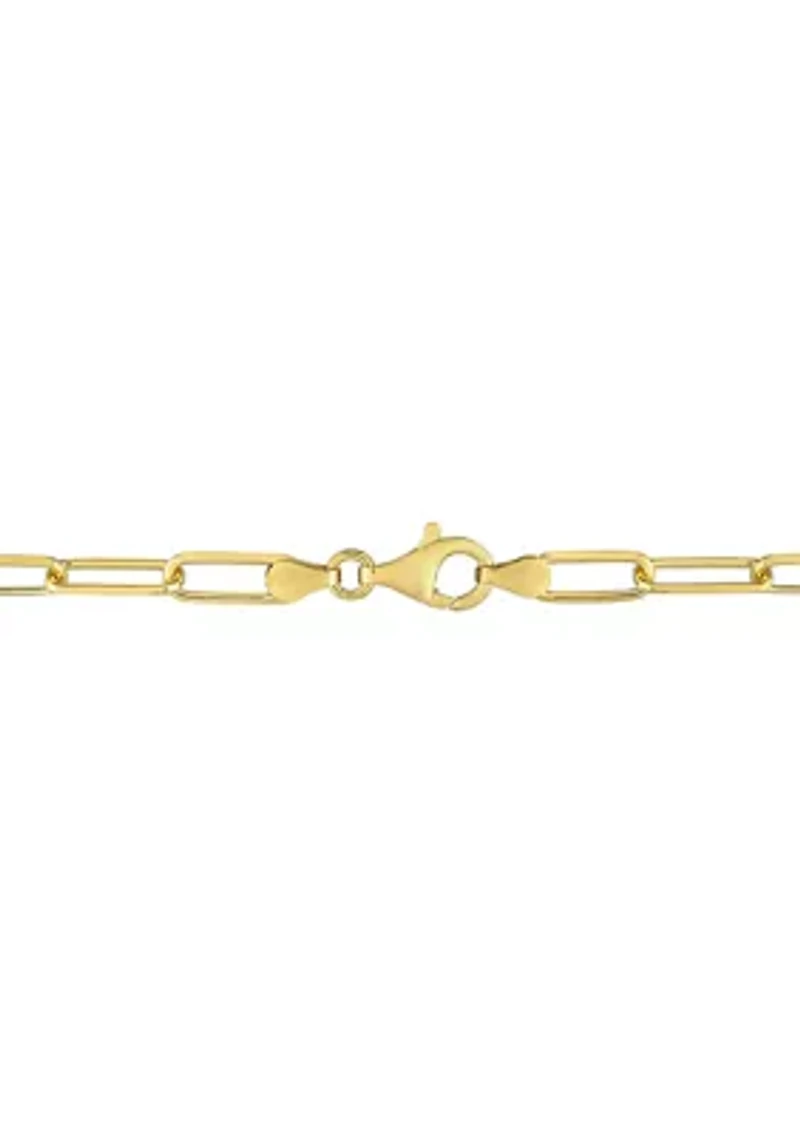 18k Yellow Gold Plated Sterling Silver 5mm Paperclip Chain Bracelet, 7.5"