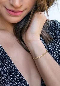 18k Yellow Gold Plated Sterling Silver 5mm Paperclip Chain Bracelet, 7.5"