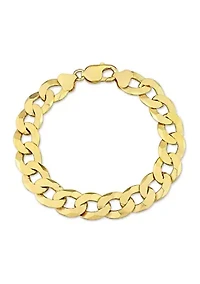 18k Yellow Gold Plated Sterling Silver 12.5mm Flat Curb Chain Bracelet, 9"