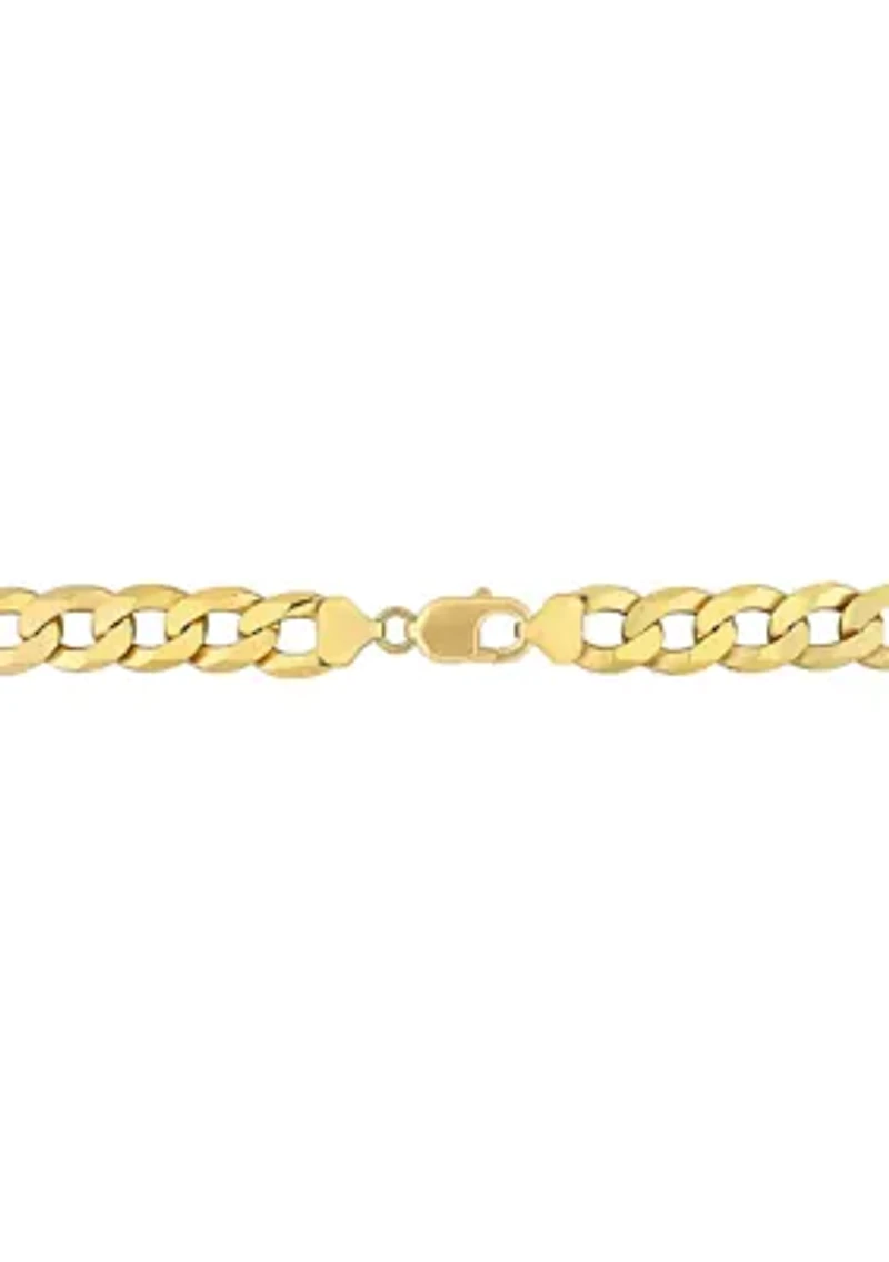 18k Yellow Gold Plated Sterling Silver 12.5mm Flat Curb Chain Bracelet, 9"