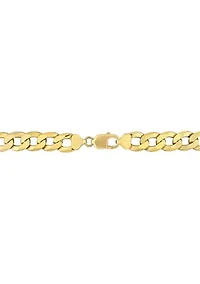 18k Yellow Gold Plated Sterling Silver 12.5mm Flat Curb Chain Bracelet, 9"