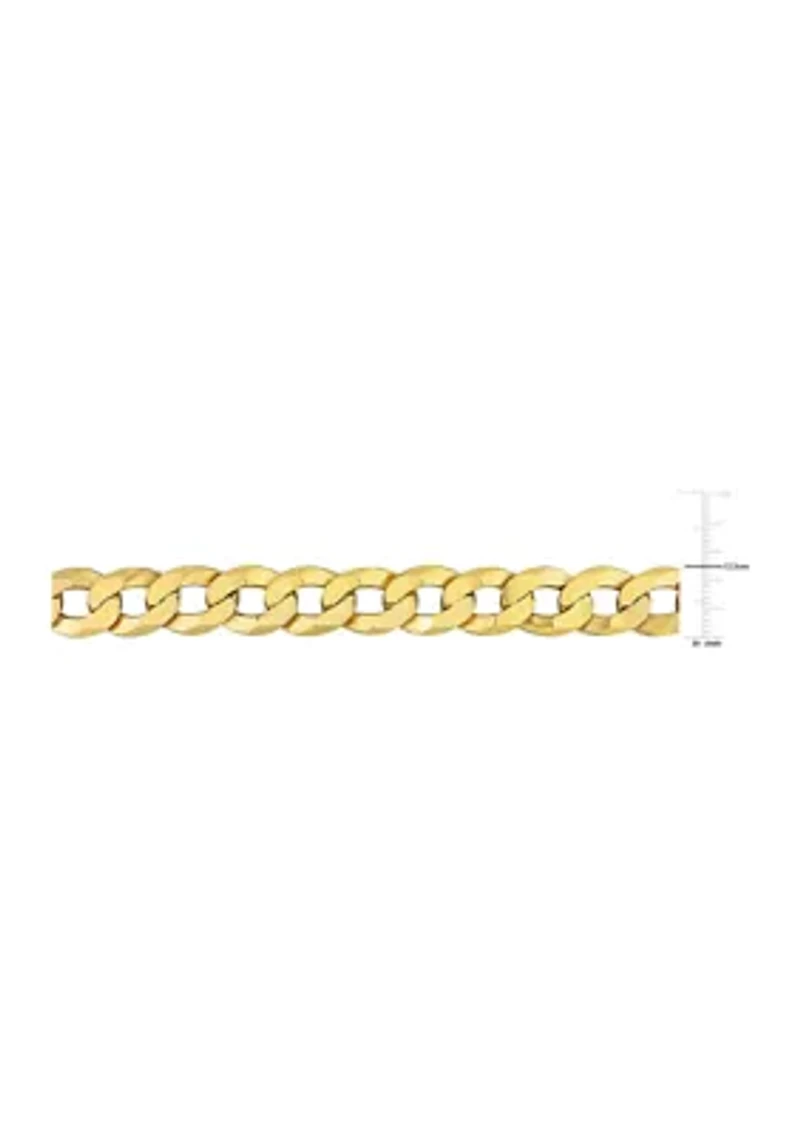 18k Yellow Gold Plated Sterling Silver 12.5mm Flat Curb Chain Bracelet, 9"