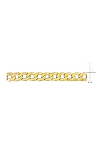 18k Yellow Gold Plated Sterling Silver 12.5mm Flat Curb Chain Bracelet, 9"