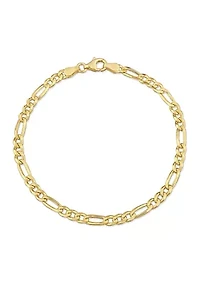 18k Yellow Gold Plated Sterling Silver 3.8mm Figaro Chain Bracelet, 7.5"