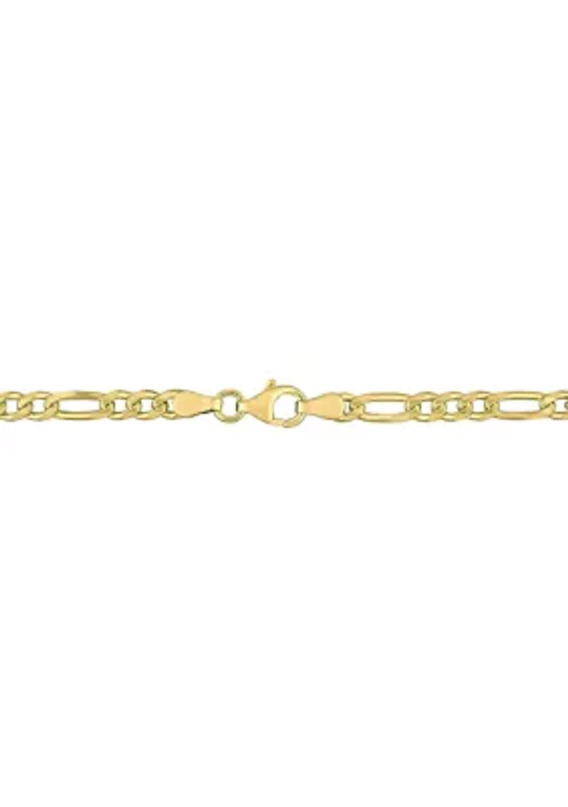18k Yellow Gold Plated Sterling Silver 3.8mm Figaro Chain Bracelet, 7.5"