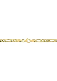 18k Yellow Gold Plated Sterling Silver 3.8mm Figaro Chain Bracelet, 7.5"