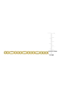 18k Yellow Gold Plated Sterling Silver 3.8mm Figaro Chain Bracelet, 7.5"