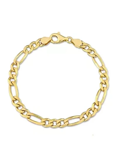 18k Yellow Gold Plated Sterling Silver 5.5mm Figaro Chain Bracelet, 7.5"