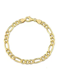 18k Yellow Gold Plated Sterling Silver 5.5mm Figaro Chain Bracelet, 7.5"