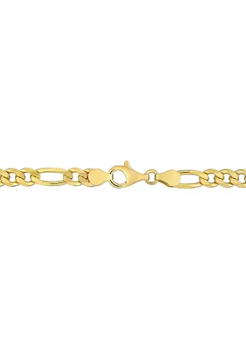 18k Yellow Gold Plated Sterling Silver 5.5mm Figaro Chain Bracelet, 7.5"