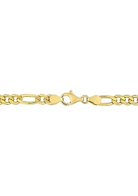 18k Yellow Gold Plated Sterling Silver 5.5mm Figaro Chain Bracelet, 7.5"