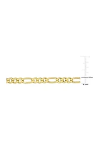 18k Yellow Gold Plated Sterling Silver 5.5mm Figaro Chain Bracelet, 7.5"