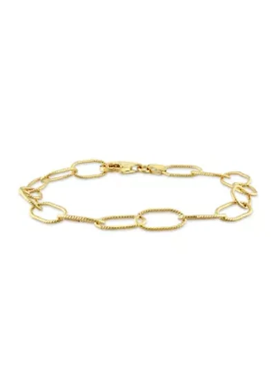 18k Yellow Gold Plated Sterling Silver Twisted Rolo Chain Bracelet, 7.5"
