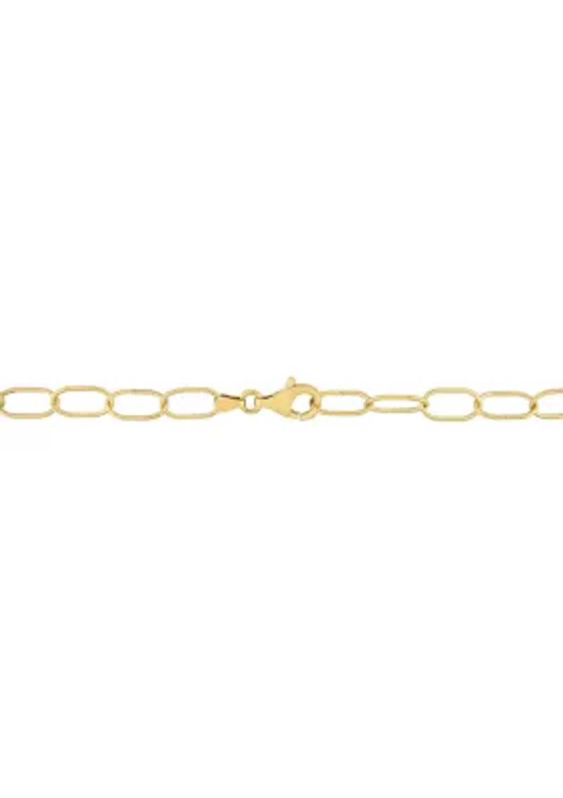 18k Yellow Gold Plated Sterling Silver Twisted Rolo Chain Bracelet, 7.5"