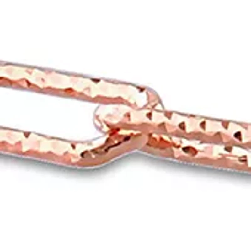 18k Rose Gold Plated Sterling Silver Fancy Paperclip Chain Bracelet, 7"